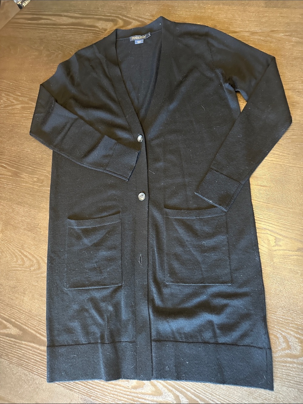 Pendleton Black Longline Button-Front Cardigan